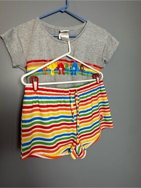 M&M's 2 Pc Summer Pajama Set Vibrant Rainbow 🌈 Womens Sz  L